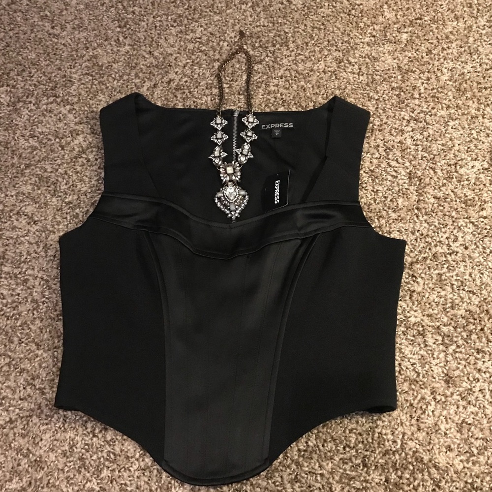 Black corset, cropped tank